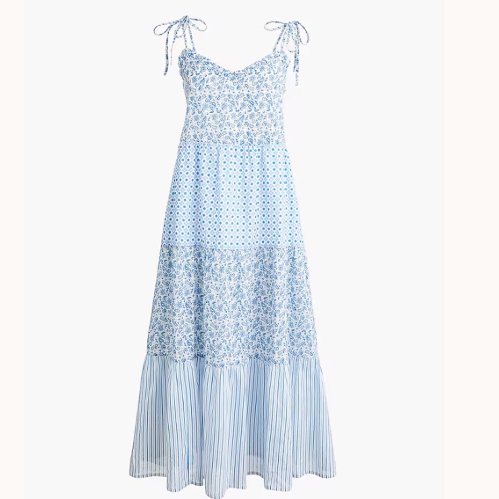 J. Crew Factory Light Blue Patterned Maxi Dress